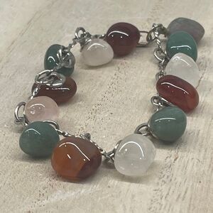 Genuine Multi Colored Natural Gemstones Minerals Bracelet Approx 7”